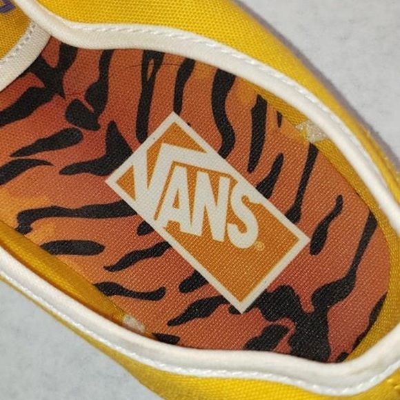 Vans Authentic People Powered Checkerboard Yellow Orange Tiger Print Men’s 7.5 - Picture 5 of 7